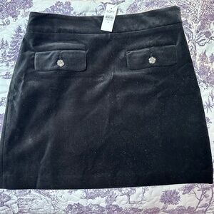 Ann Taylor Loft Size 8 Black Velvet Mini Skirt With Rhinestone Pocket Detail